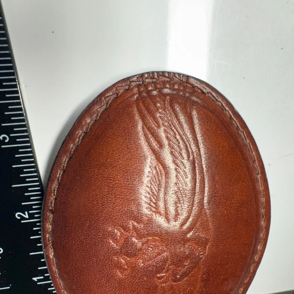Vintage Leather Belt‎ Buckle Brown Embossed Eagle Talon Western Style